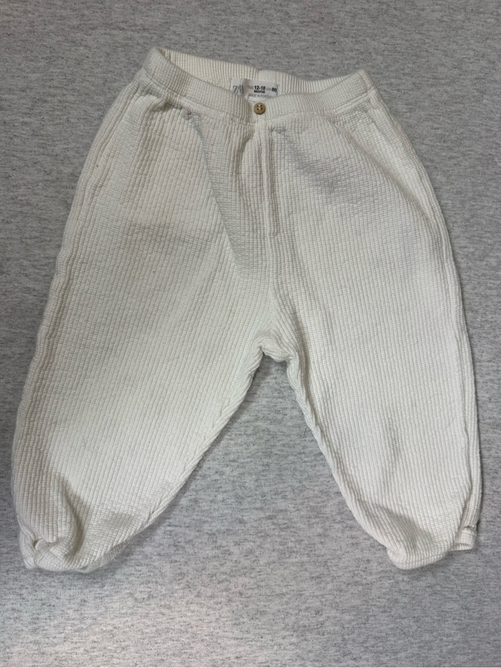Zara Waffle Texture Baby Pants Beige 12–18 Months